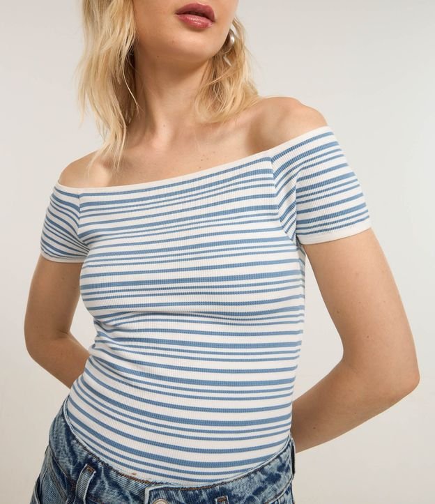 Blusa Hombro a Hombro en Seamless con Rayas 5