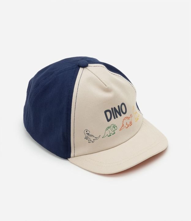 Gorra Infantil en Sarga Bicolor con Estampado Dino - Talle U