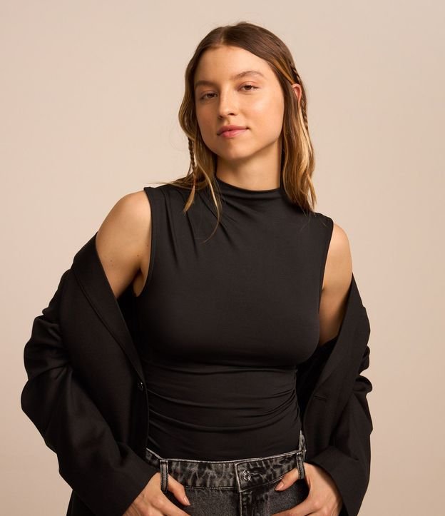 Blusa sin Manga en Jersey con Drapeados Laterales 2