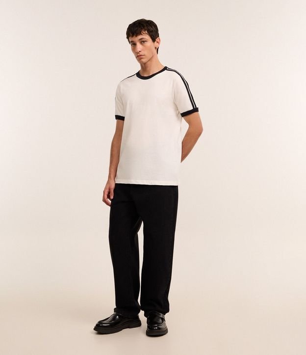 Remera Regular en Algodón con Rayas en los Hombros 2