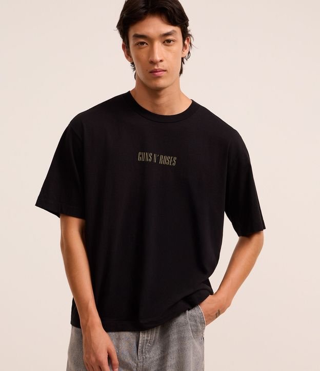 Remera Boxy en Algodón con Estampa Guns and Roses
