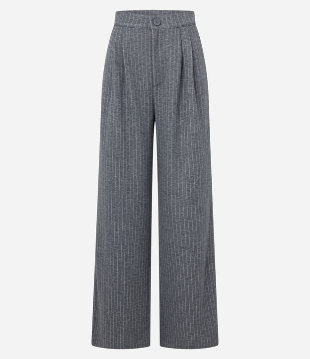 Pantalón Wide Leg en Algodón con Rayas de Riscas de Giz 7