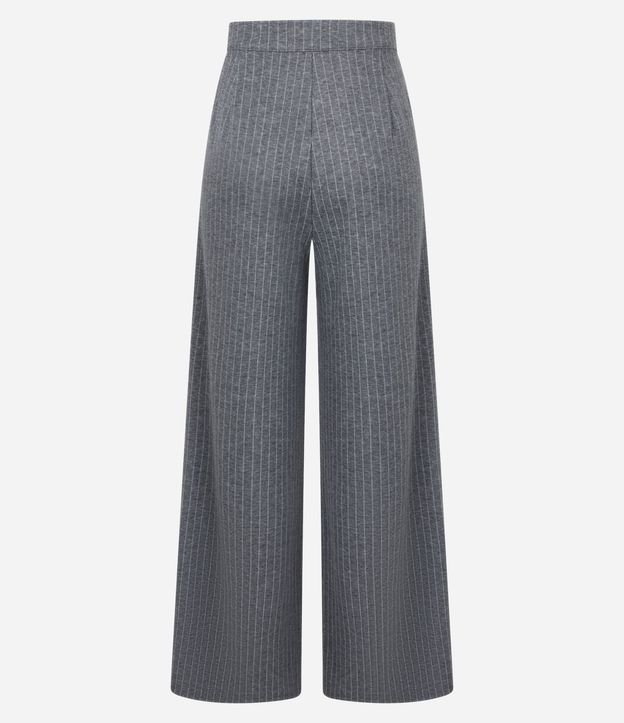Pantalón Wide Leg en Algodón con Rayas de Riscas de Giz 8