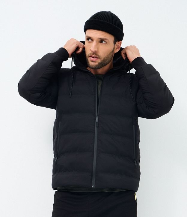 Campera Puffer Deportiva sin Costura con Capucha