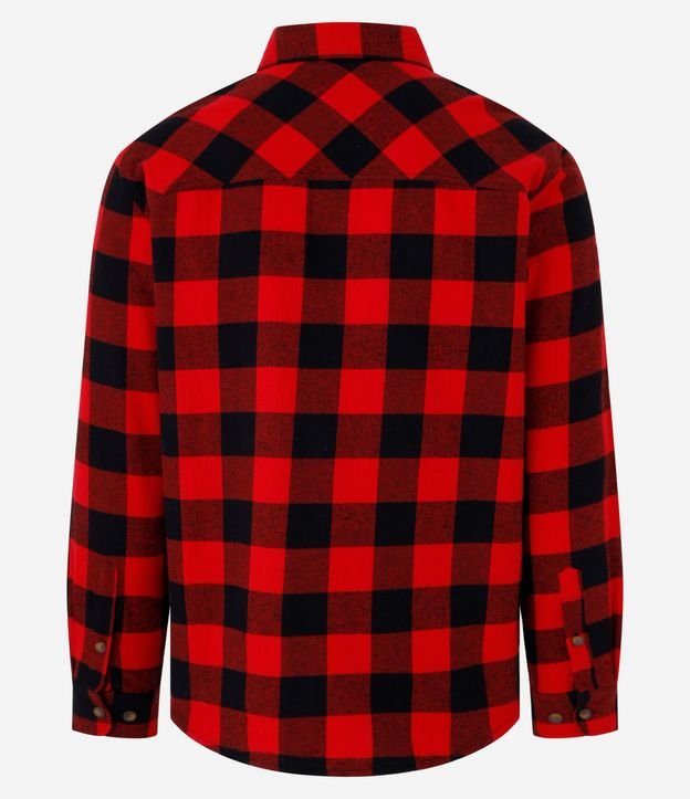 Camisa Comfort en Franela con Estampa de Cuadros con Bolsillo 8