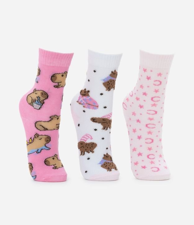 Kit 03 Medias Infantiles con Estampado Carpincho - Talle 23 al 34 2