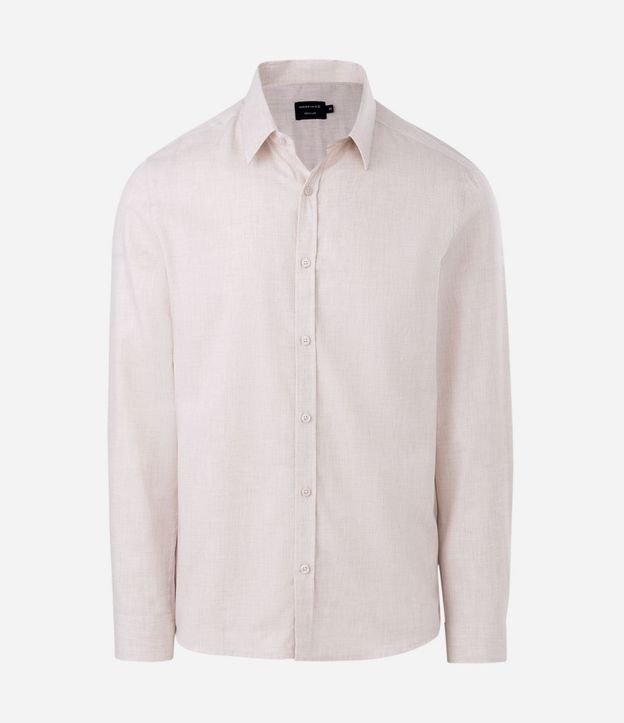 Camisa en Algodón con Botones Delanteros y Efecto Melange 5