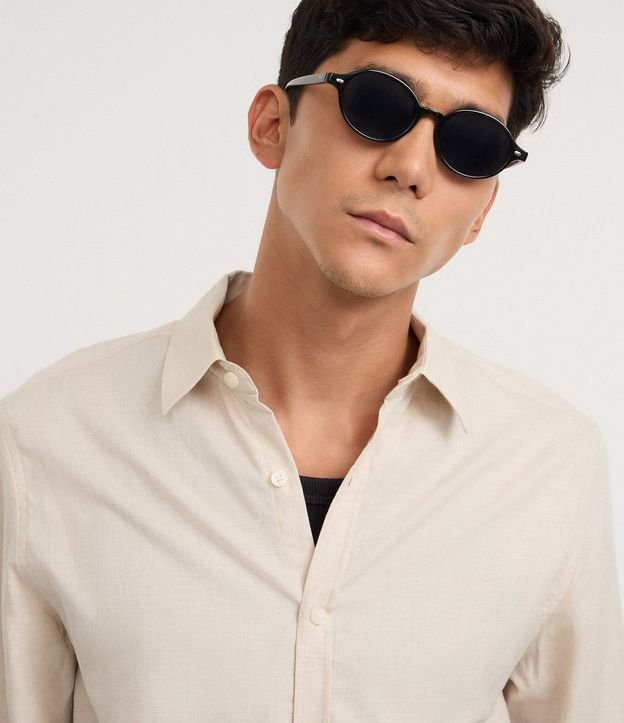 Camisa en Algodón con Botones Delanteros y Efecto Melange 4