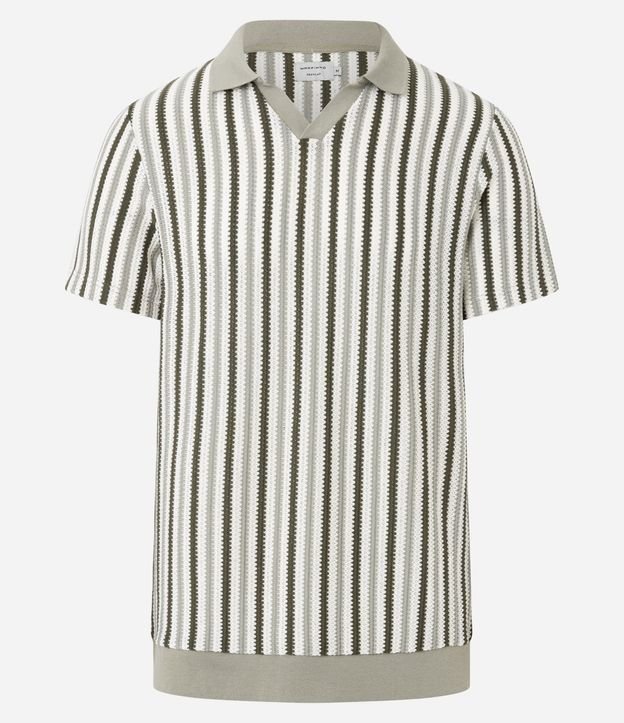 Remera Polo Regular con Textura y Rayas 5