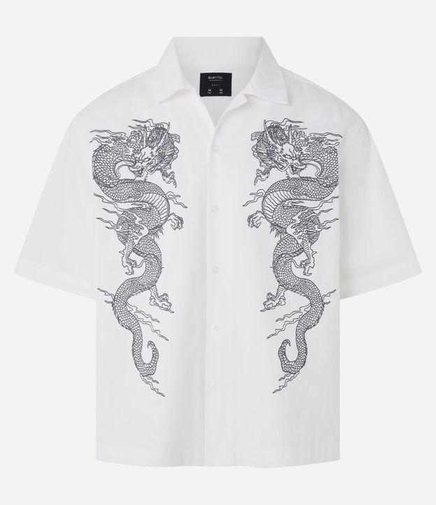 Camisa Boxy en Sarga con Estampa de Dragones 4