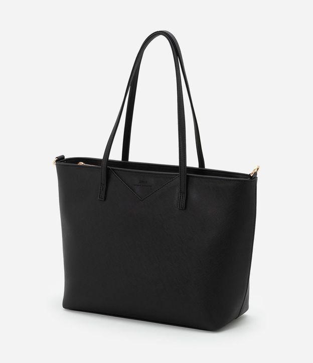 Cartera Shopper Grande en PU Textura Safiano con Bretel Largo 7
