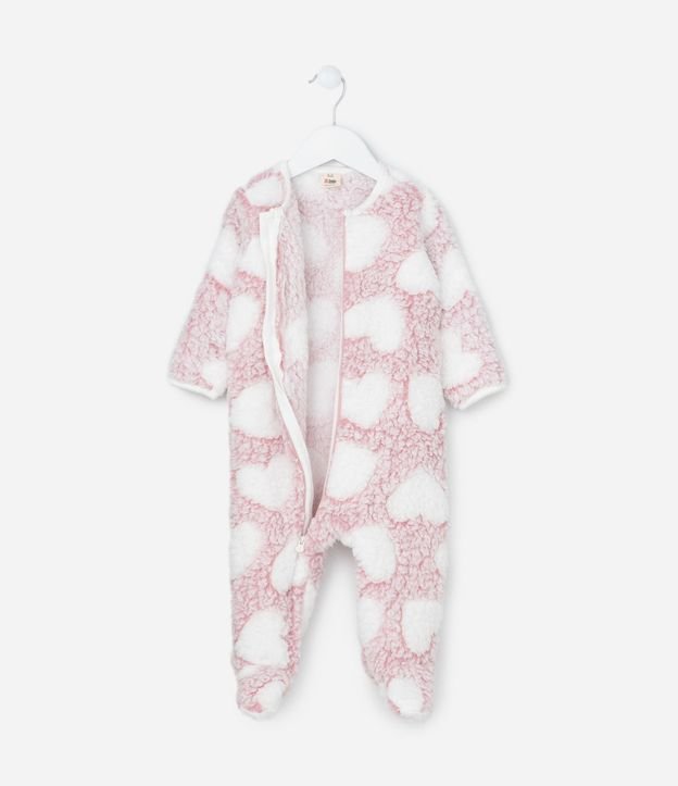 Mono Infantil en Fleece con Estampa de Corazones - Talle 0 a 24 meses 7