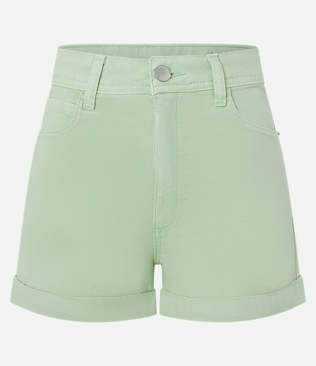 Short en Sarga con Cintura Alta y Bajo Plegado 6