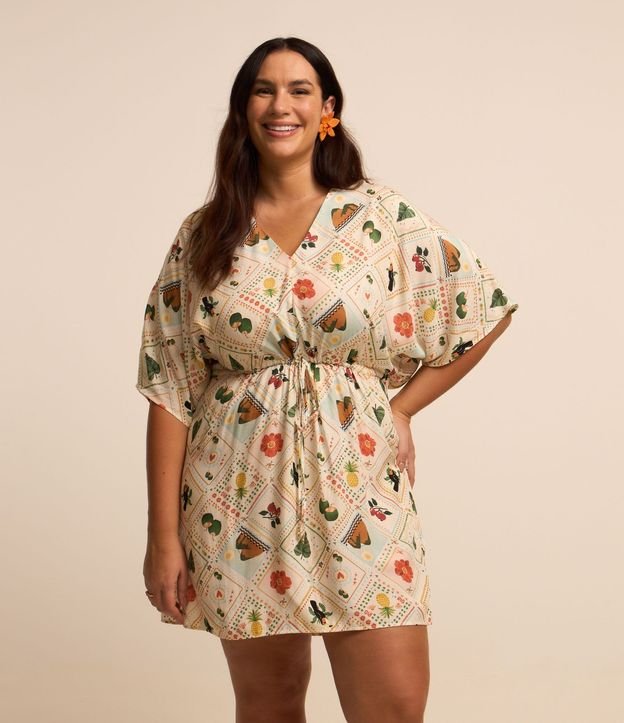 Vestido Corto en Viscosa con Estampa Rio de Janeiro Curve & Plus Size