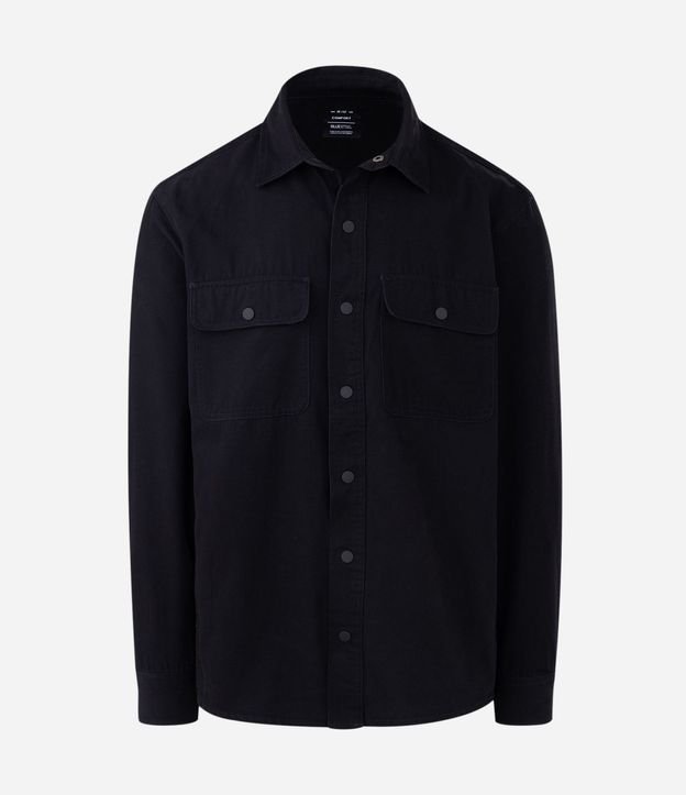 Camisa en Sarga con Botones y Bolsillos 6