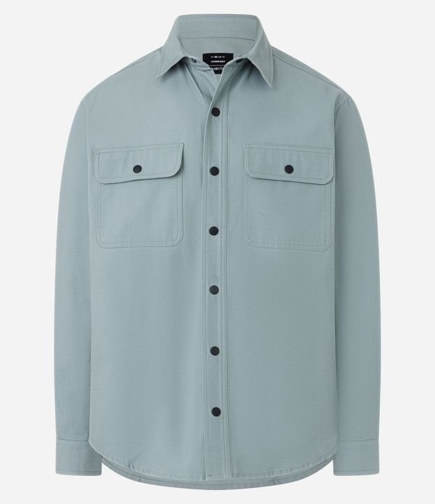 Camisa en Sarga con Botones y Bolsillos 6