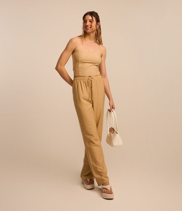 Pantalón Fluido Sastrería en Viscosa Rayada de Tiza
