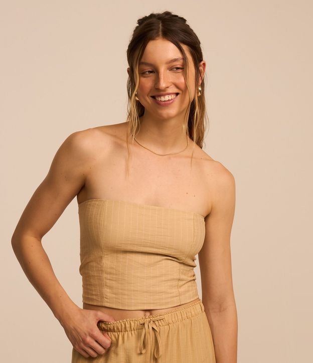 Blusa sin Breteles Sastrería con Rayas de Tiza 3