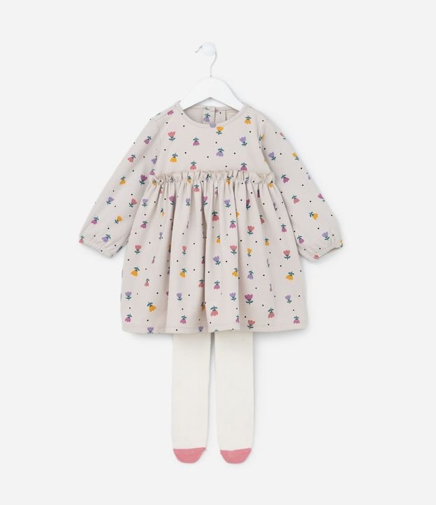 Vestido Infantil con Media Can Can y Estampa Tulipa - Talle 1 a 5 años