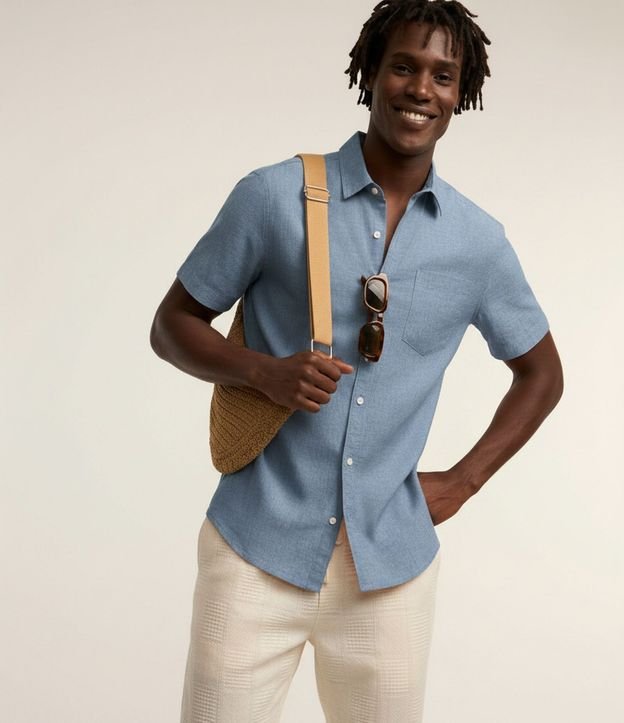 Camisa Comfort Básica en Lino con Bolsillo Delantero 3