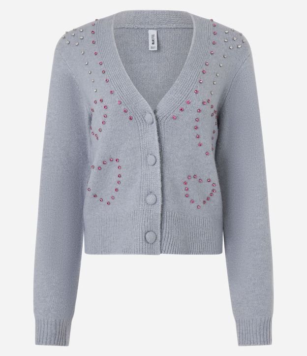 Cardigan Corto en Punto con Pedritas Bordadas