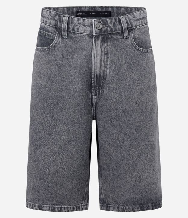 Bermuda Baggy Jeans con Pespunte Contrastante 6
