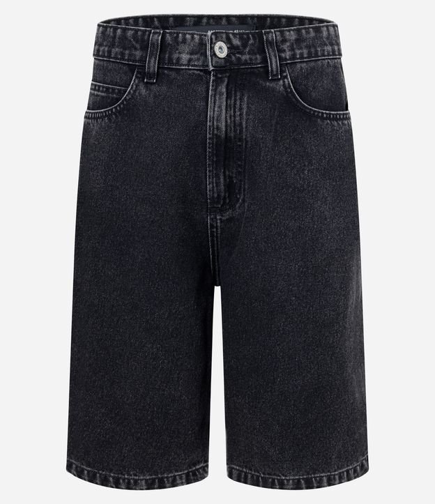 Bermuda Baggy Jeans con Pespunte Contrastante 4