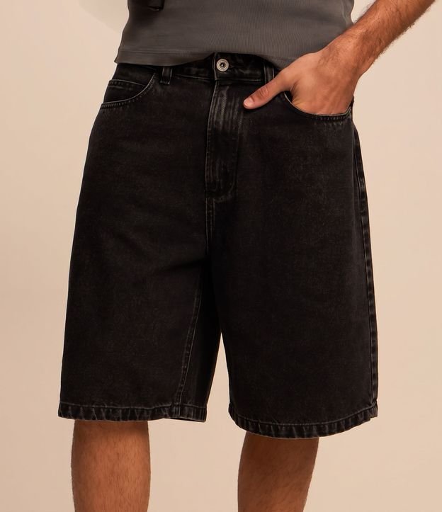 Bermuda Baggy Jeans con Pespunte Contrastante 3