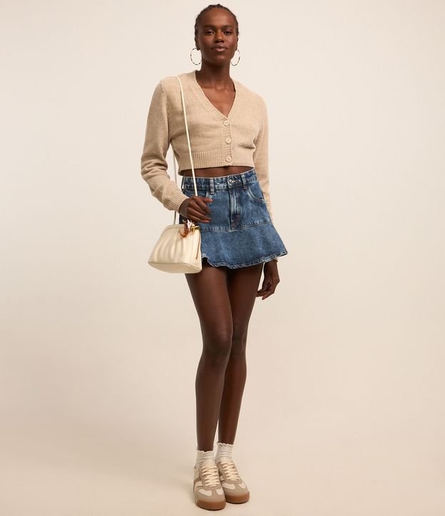 Cardigan Cropped en Chenille con Botones 3