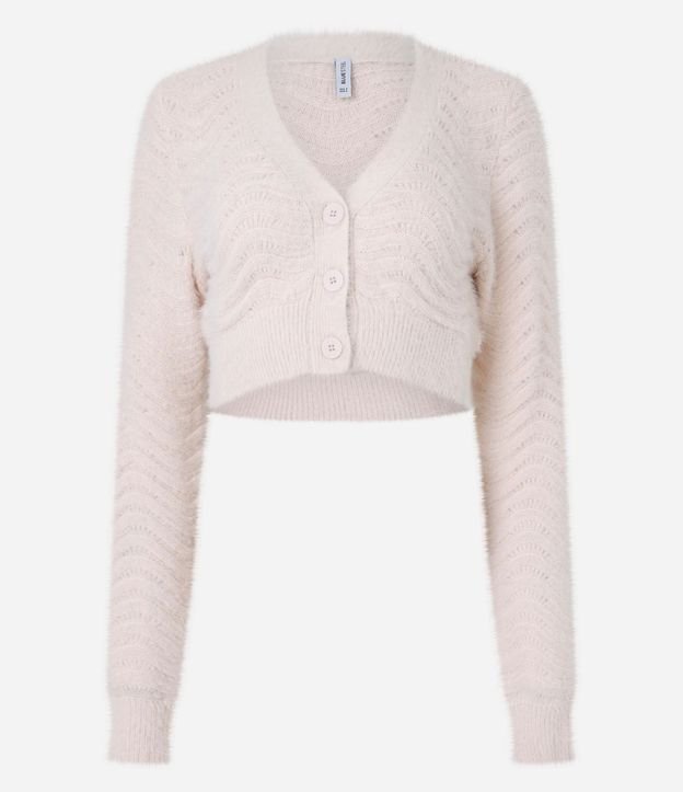 Cardigan Cropped con Pelito y Punto Ondulado 5