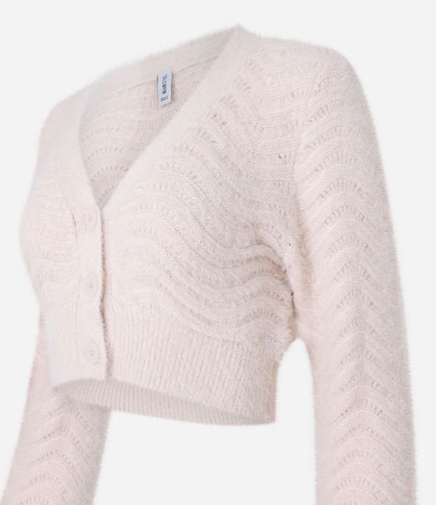 Cardigan Cropped con Pelito y Punto Ondulado 6