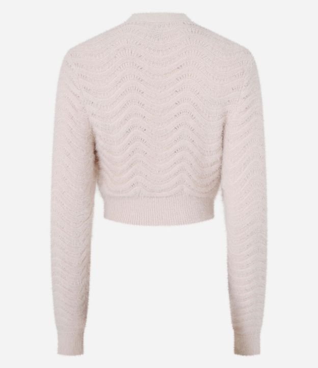 Cardigan Cropped con Pelito y Punto Ondulado 7