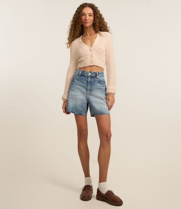 Cardigan Cropped con Pelito y Punto Ondulado 2