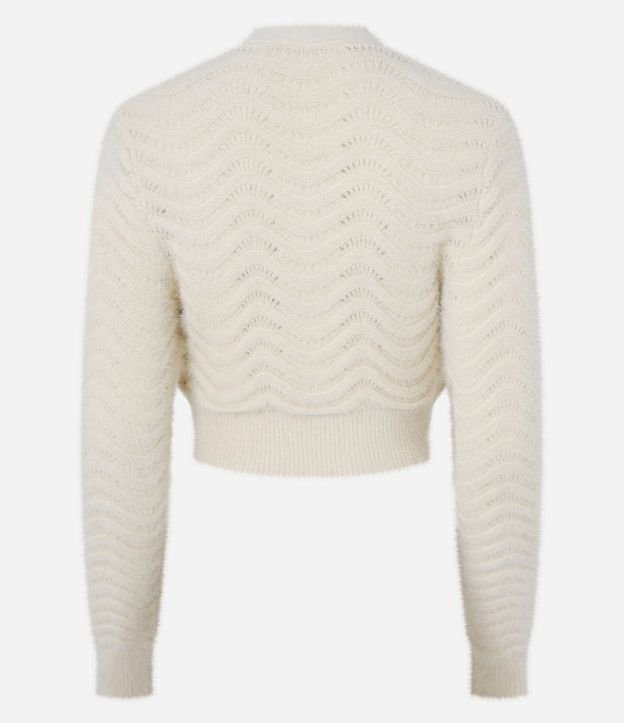 Cardigan Cropped con Pelito y Punto Ondulado 9