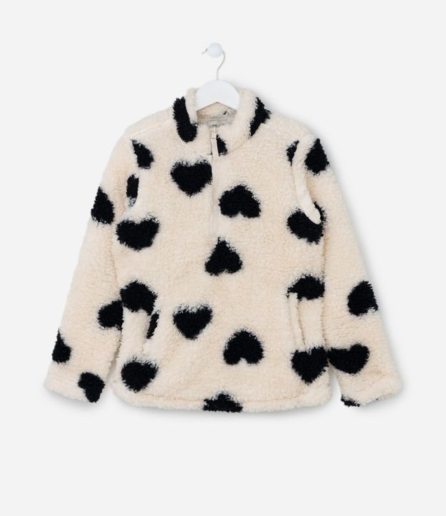 Saco Infantil en Sherpa con Estampa Corazones - Talle 5 a 14 años 2
