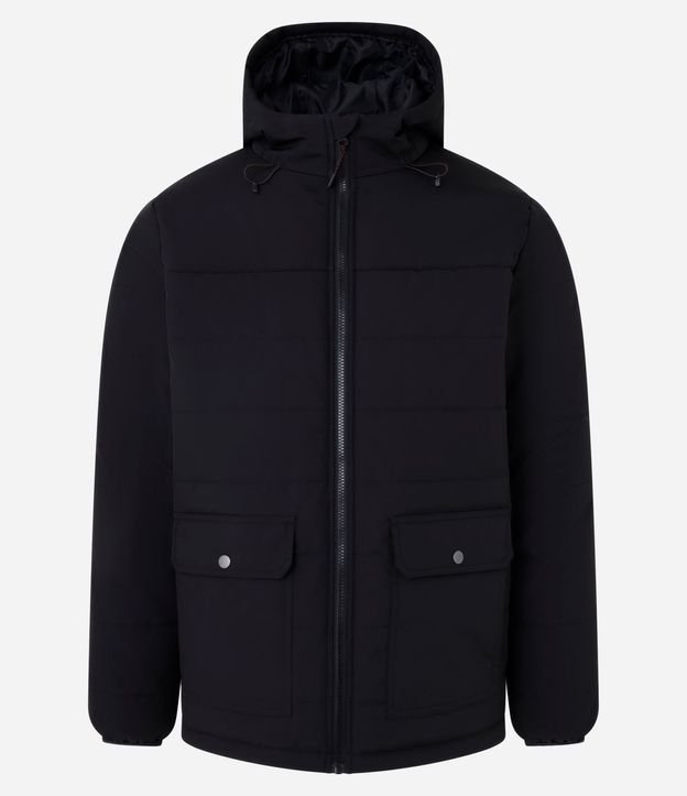 Campera Puffer con Capucha y Bolsillos Cargo 4