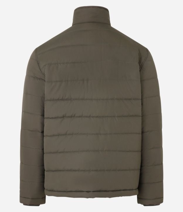 Campera Puffer con Cuello Alto Aterciopelada y Bolsillo Cargo 8