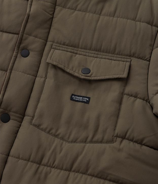 Campera Puffer con Cuello Alto Aterciopelada y Bolsillo Cargo 11