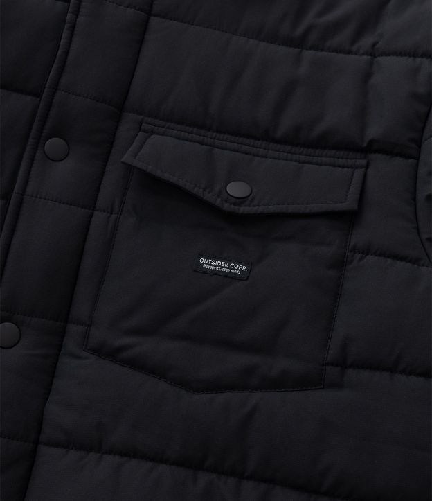 Campera Puffer con Cuello Alto Aterciopelada y Bolsillo Cargo 8