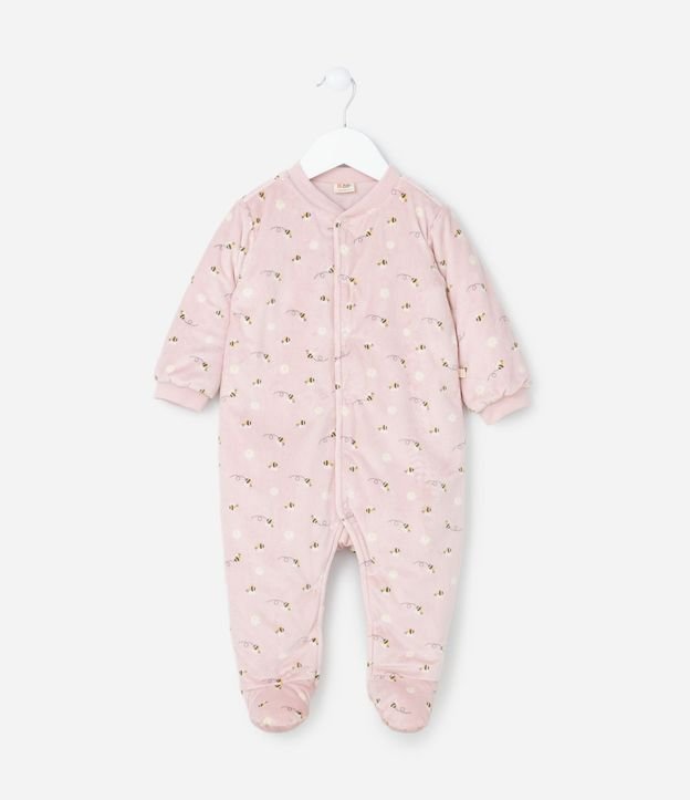 Mono Infantil en Plush con Estampa Abejas - Talle 0 a 18 meses.