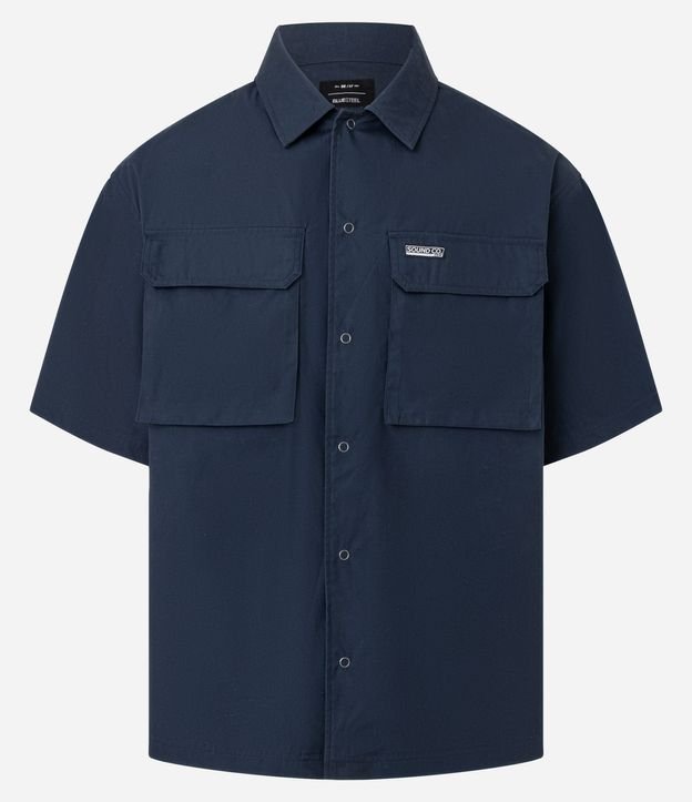 Camisa Boxy en Tricolina con Bolsillos Cargo y Etiqueta 4