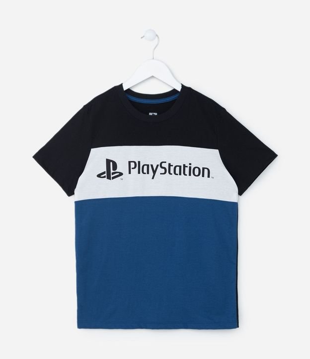 Remera Infantil con Bloques de Color y Estampa Playstation - Talle 5 a 14 años 2