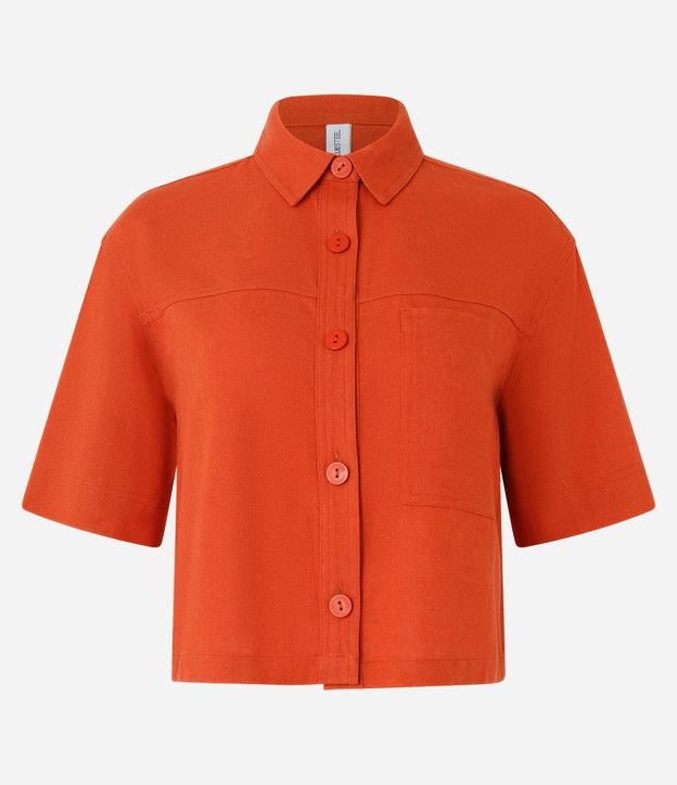 Camisa Corta en Viscosa y Lino con Bolsillos 6