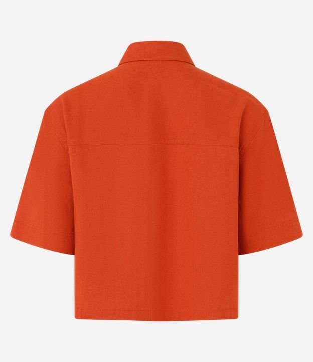 Camisa Corta en Viscosa y Lino con Bolsillos 7
