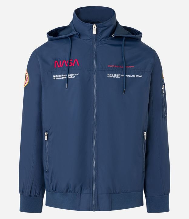 Campera Rompevientos con Capucha y Estampa Nasa 8