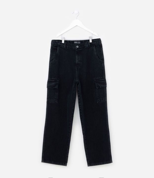 Pantalón Baggy Infantil en Jeans con Bolsillos Cargo - Talle 5 a 14 años