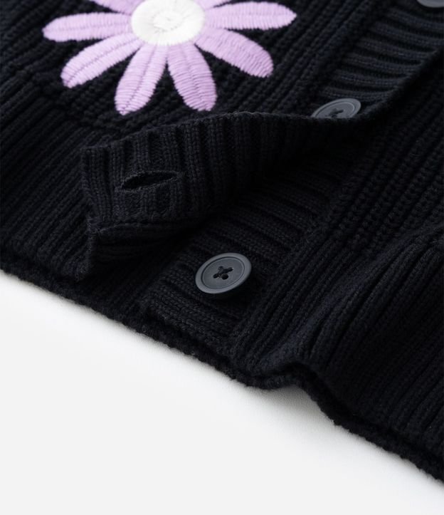 Cardigan Infantil en Punto con Bordado de Flores - Talle 5 a 14 años 8