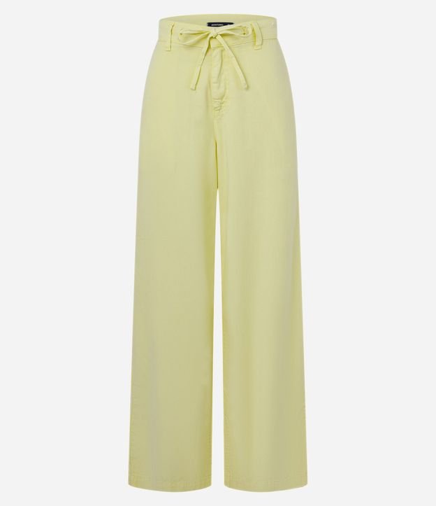 Pantalón Wide Leg en Sarga con Cordón en la Cintura 5