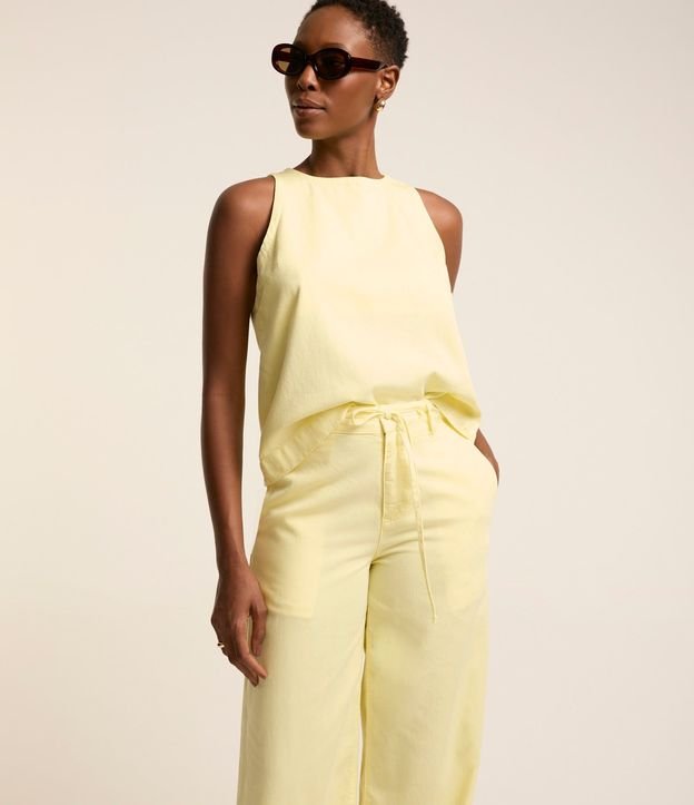 Pantalón Wide Leg en Sarga con Cordón en la Cintura 2