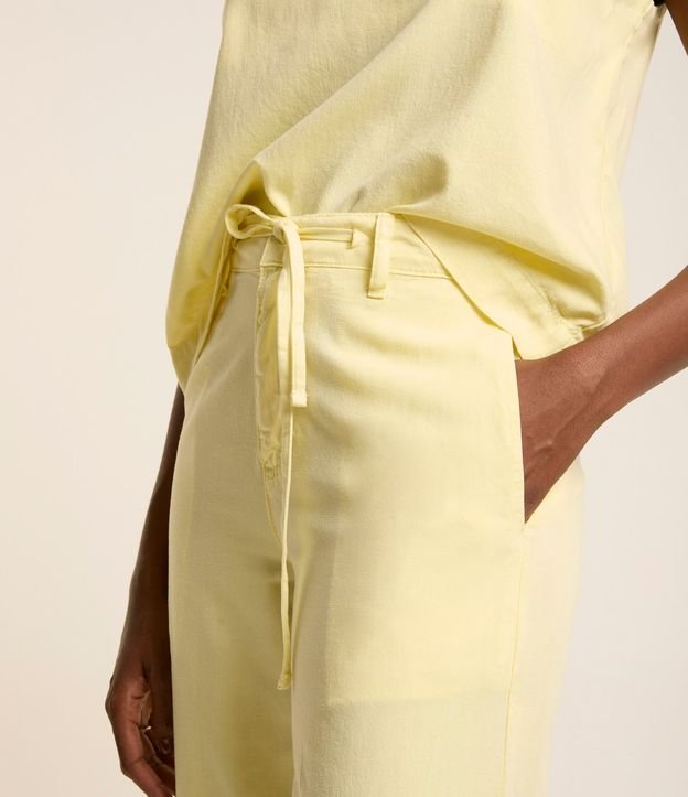 Pantalón Wide Leg en Sarga con Cordón en la Cintura 4